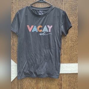 Shein Black Rainbow VACAY Graphic Tee Size L